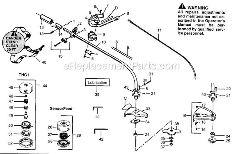 Page C Diagram and Parts List for XT85T  Weed Eater Trimmer